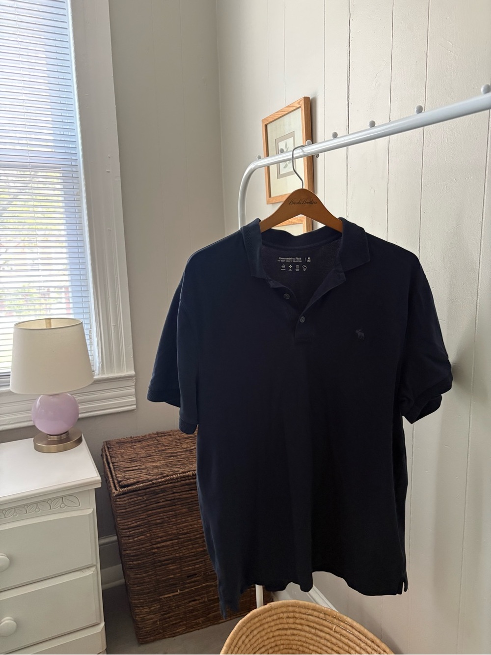 Abercrombie & Fitch Textured Icon Don't Sweat It Polo in Deep Navy